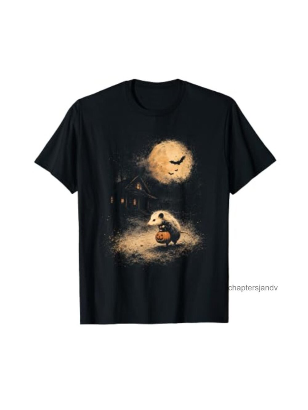 Opossum Pumpkin Halloween Spooky Moon Short Sleeve T-Shirt